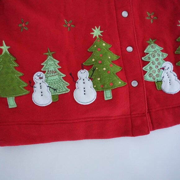 Vintage Classic Elements Red Embroidered Christmas Snowman Button Cardigan M - Picture 7 of 11